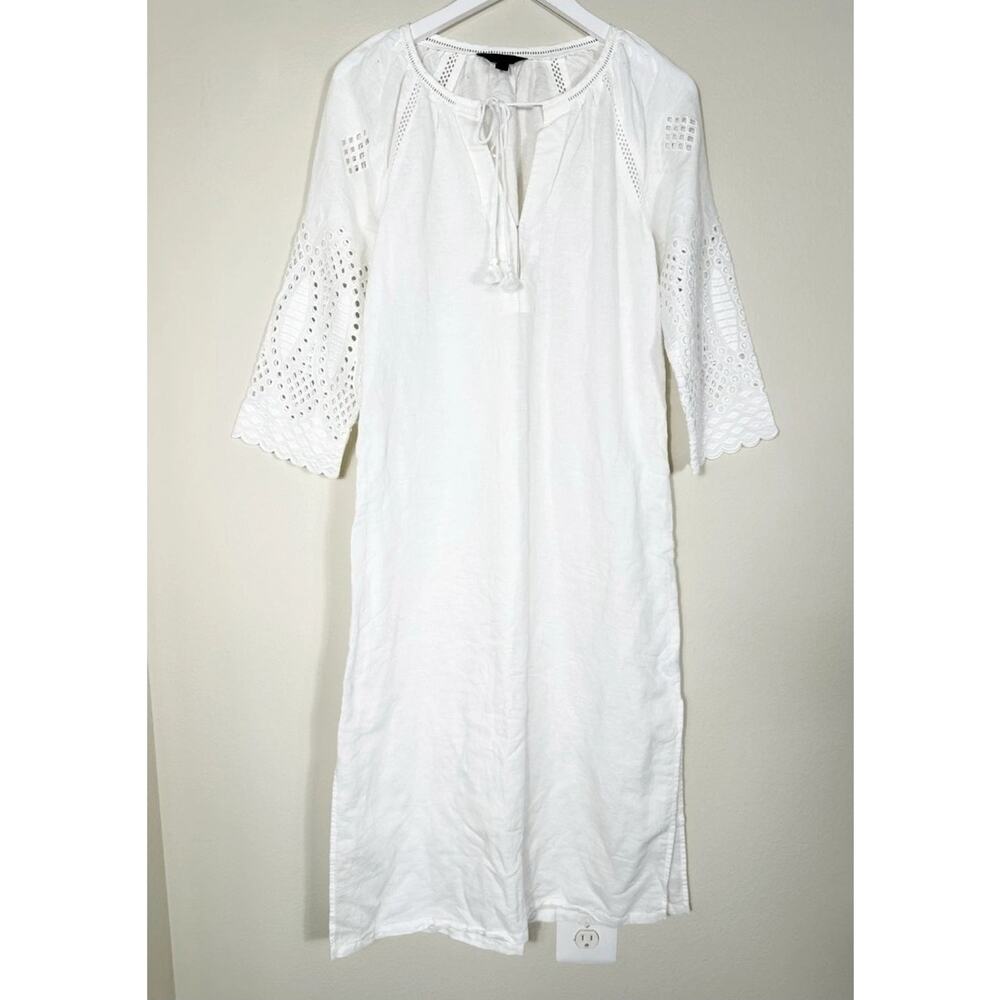 J.Crew Maxi Dress XxSmall White Eyelet Embroidered Logan Look Beachy *